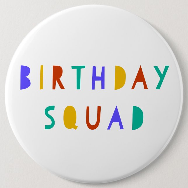Birthday Squad Badge for Kids Swag Bag Party Pin  (Front)