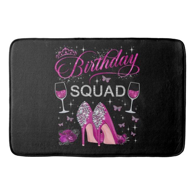 Birthday Squad Butterflies Bath Mat (Front)