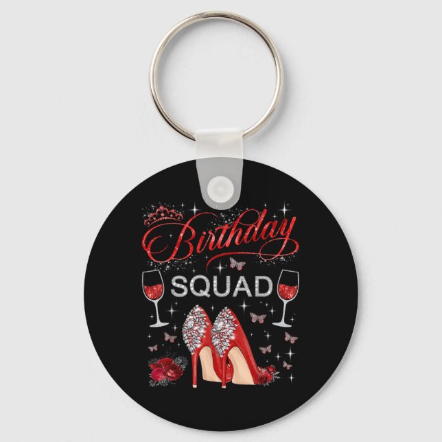 Birthday Squad Butterflies High Heels Diva Squad Keychain (Front)