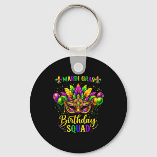 Birthday squad mardi gras crew party girl toddler keychain