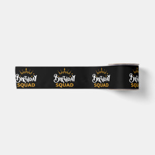 Birthday Squad Party Matching Family Group Funny B Satin Ribbon