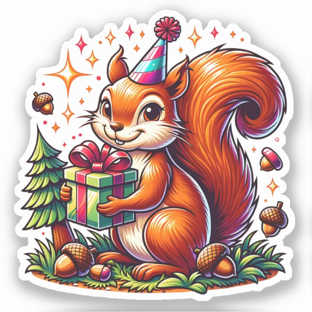 Birthday Squirrel Cute Cartoon (Front)