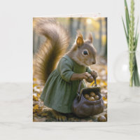 Birthday Squirrel Gathering Nuts In Her Purse