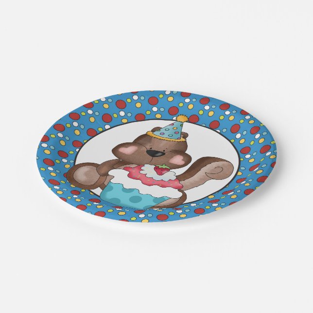 Birthday squirrel party paper plate (Angled)
