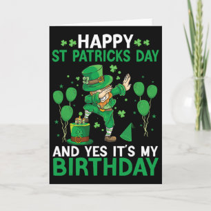 Birthday St Patrick's Day Boys Dabbing Leprechaun Card