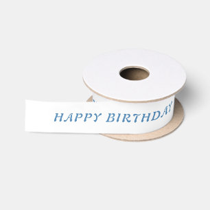 Birthday Steel Blue Ribbon with Name Satin Ribbon