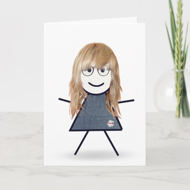 Birthday Stick Figure Girl for Sister Card (Front)