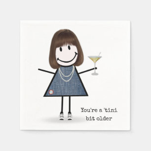 Birthday Stick Figure Girl with Martini Napkin