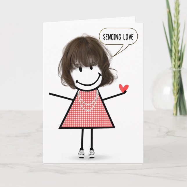 Birthday Stick Figure Girl With Speech Bubble Card (Front)