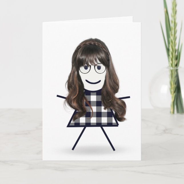 Birthday Stick Girl for Sister Card (Front)