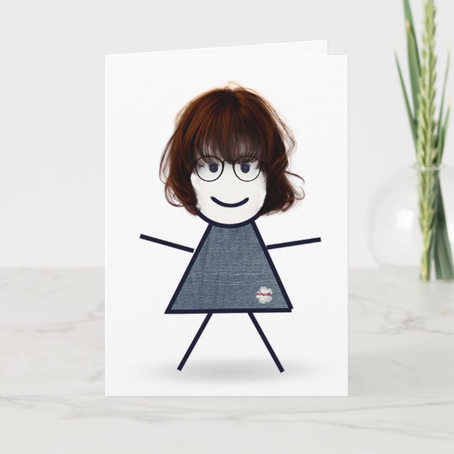 Birthday Stick Girl for Sister  Card (Front)