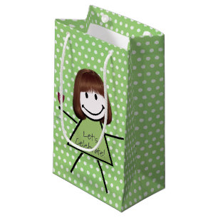 Birthday Stick Girl On Polka Dots  Small Gift Bag