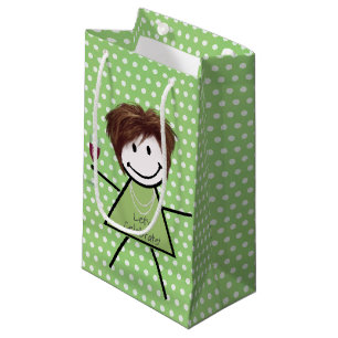 Birthday Stick Girl On Polka Dots  Small Gift Bag
