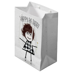 Birthday Stick Girl with Daisy  Medium Gift Bag