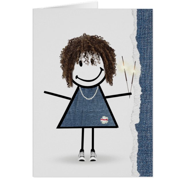 Birthday Stick Girl with Sparklers (Front)