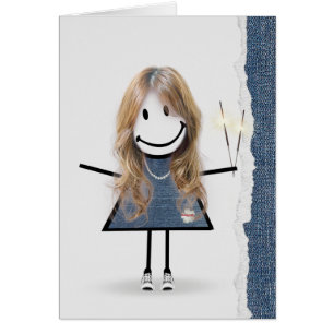Birthday Stick Girl with Sparklers