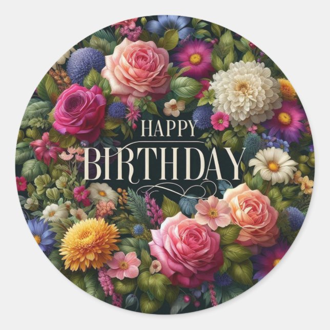 Birthday Sticker : Vibrant floral theme (Front)