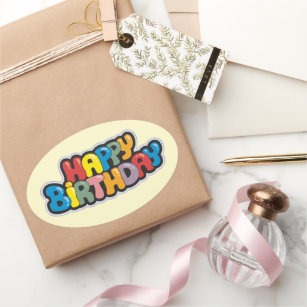 Birthday Sticker with Coloured Text