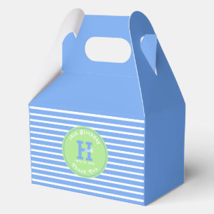 Birthday Stripes Blue⎮White Green Favour Box