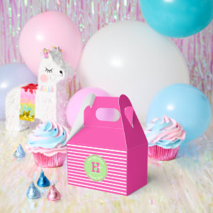 Birthday Stripes Pink⎮White Green Favour Box