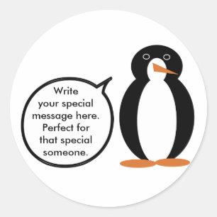 Birthday Suit Talking Ms. Penguin Personalized Classic Round Sticker