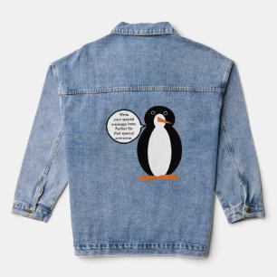 Birthday Suit Talking Ms. Penguin Personalized Denim Jacket
