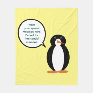 Birthday Suit Talking Ms. Penguin Personalized Fleece Blanket