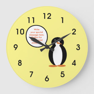 Birthday Suit Talking Ms. Penguin Personalized Large Clock