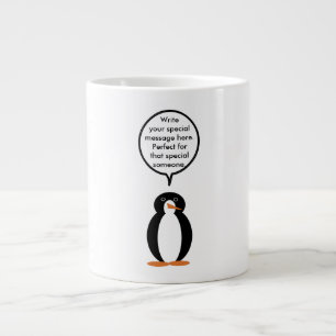 Birthday Suit Talking Ms. Penguin Personalized Large Coffee Mug