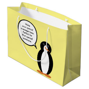 Birthday Suit Talking Ms. Penguin Personalized Large Gift Bag