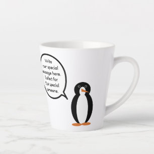 Birthday Suit Talking Ms. Penguin Personalized Latte Mug
