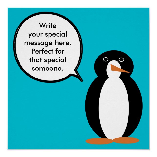 Birthday Suit Talking Ms. Penguin Personalized Poster (Front)