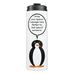 Birthday Suit Talking Ms. Penguin Personalized Thermal Tumbler