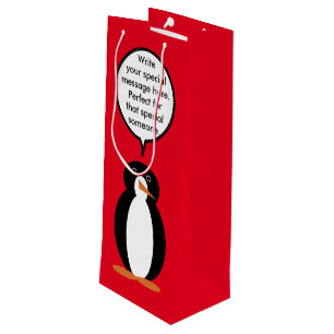 Birthday Suit Talking Ms. Penguin Personalized Wine Gift Bag