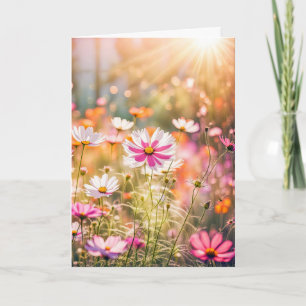 Birthday Summer Pink Cosmos Garden Card