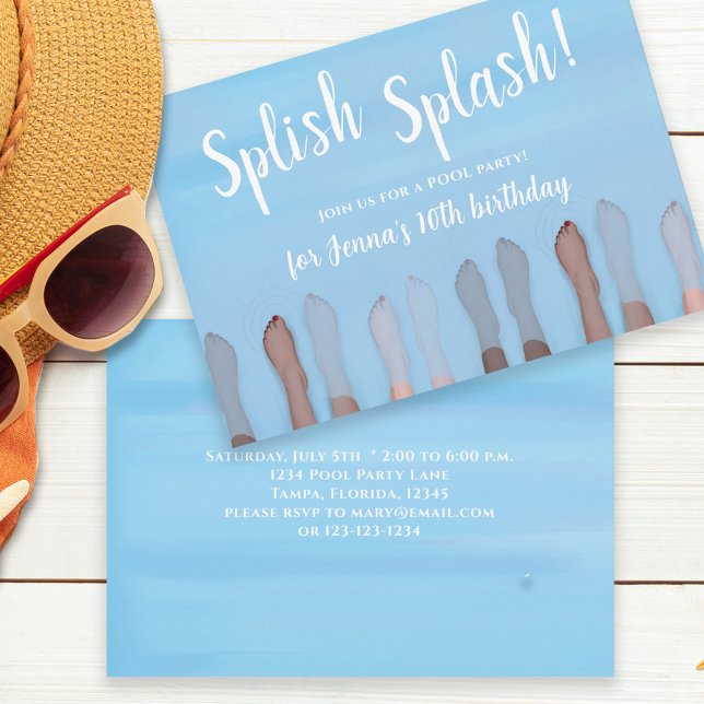 Birthday Summer Trendy Pool Party Invitation (Creator Uploaded)