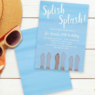 Birthday Summer Trendy Swimming Invitation