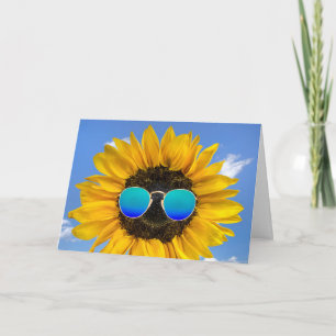 Birthday Sunflower with Retro Sunglasses  Card