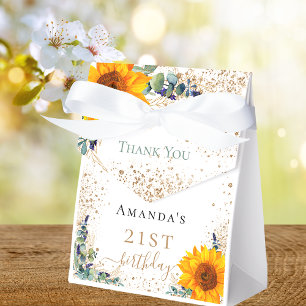 Birthday sunflowers eucalyptus glitter thank you favor box