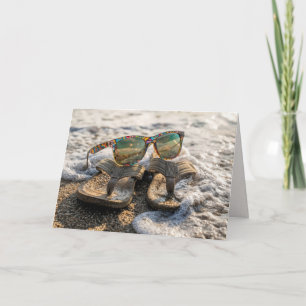 Birthday Sunglasses and Sandals In Ocean Surf Card