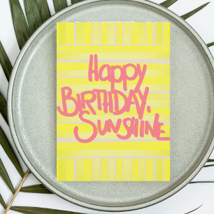 Birthday sunshine neon yellow sun greeting card