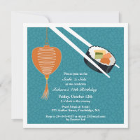 Birthday Sushi Party Flat Invitation