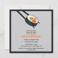 Birthday Sushi Party Flat Invitation