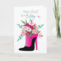 Birthday Sweet 16th Flowers  in High Heel Shoe Car