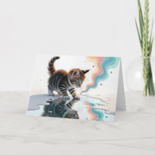 Birthday Tabby Kitten in a Puddle Card