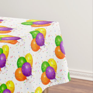 Birthday Table Cloth with Balloons and Confetti