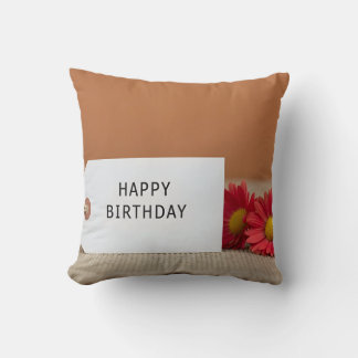 Birthday tag flower decoration throw pillow