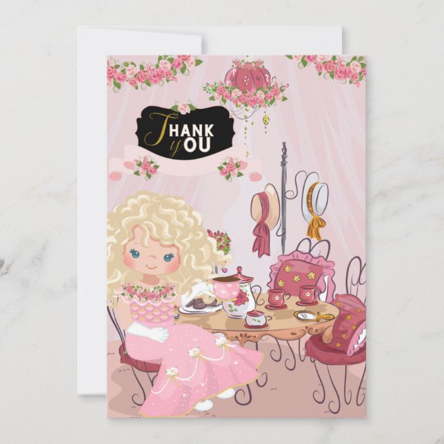 Birthday Tea Party 1 Thank You Card (Front)