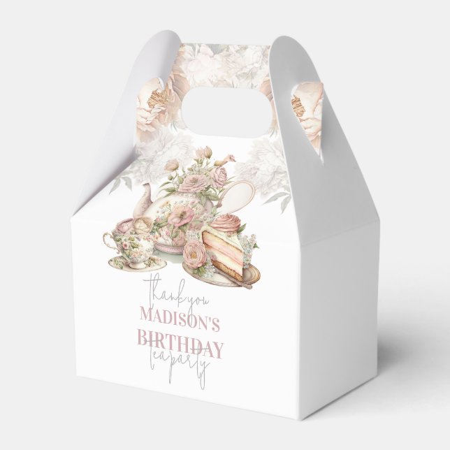 Birthday Tea Party Beautiful Floral Personalized Favor Box (Front Side)