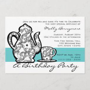 Birthday Tea with Changable Colour Invitation